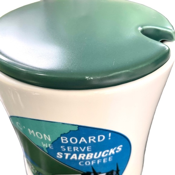 Starbucks Vintage 2001 Barista C'Mon Board Diner Style Coffee Mug Airplane - Picture 8 of 15